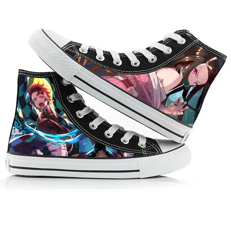 Kamado Tanjirou Agatsuma Zenitsu Canvas Fashion Shoes Casual Men Women Teengers Student Anime Plus Size 35-44