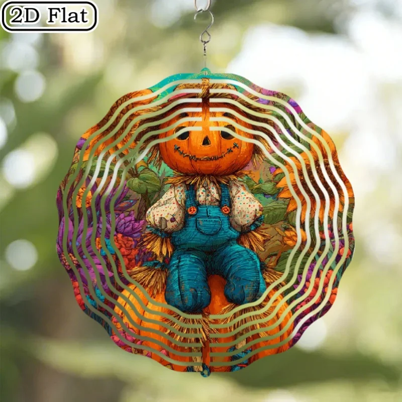 CIFBUY Wind Chime Spinning Scarecrow Pumpkin Metal Garden Decor 360 Degree Rotating Hook Outdoor Indoor Hanging Ornament