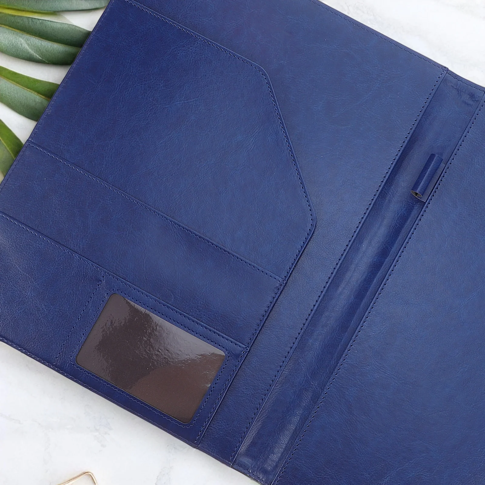 

Office Supplies Folder Document Organizer Padfolio for Women Multi Pocket Interview Legal Blue Writing
