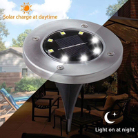 4PCS Solar Led Light Waterproof Buried Light 8 LED White Light Ground Light Garden Outdoor Lawn Yard Pathway Night Decor Lamp