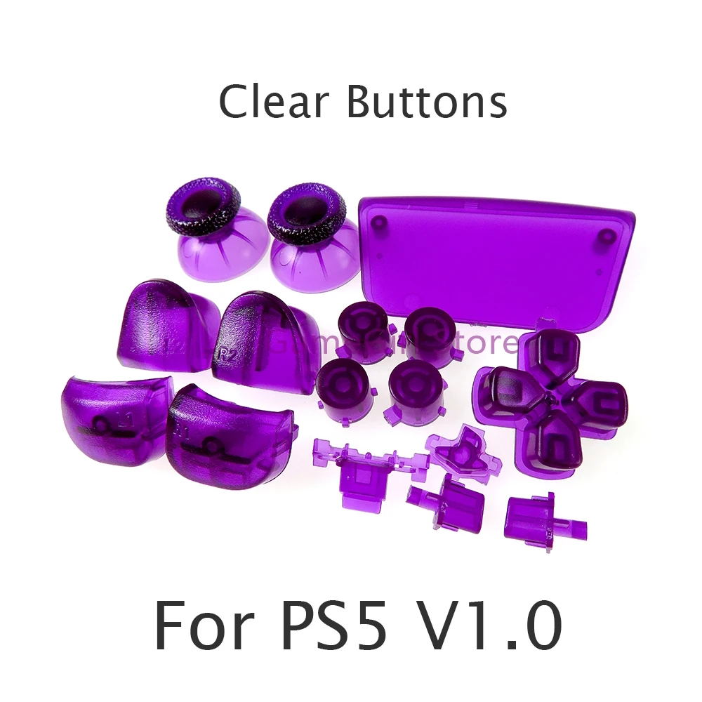 1set For PlayStation5 PS5 V1.0 Controller Full Set Clear Transparent Buttons D-pad R1 L1 R2 L2 ABXY Direction Key Replacement