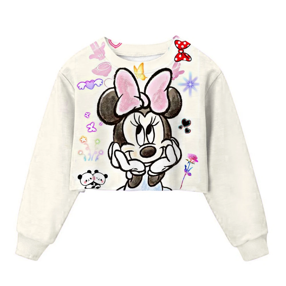 

Disney Classic Mickey Mouse Print Clothing 2-14 Year Children's Casual Cartoon Autumn Girls Short Sweater Cute Girls Tops