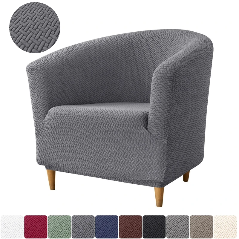 Jacquard Tub Chair Cover Elastic Club Sofa Covers Stretch Spandex Single Armchair Sofa Slipcovers for Living Room Bar Home Decor