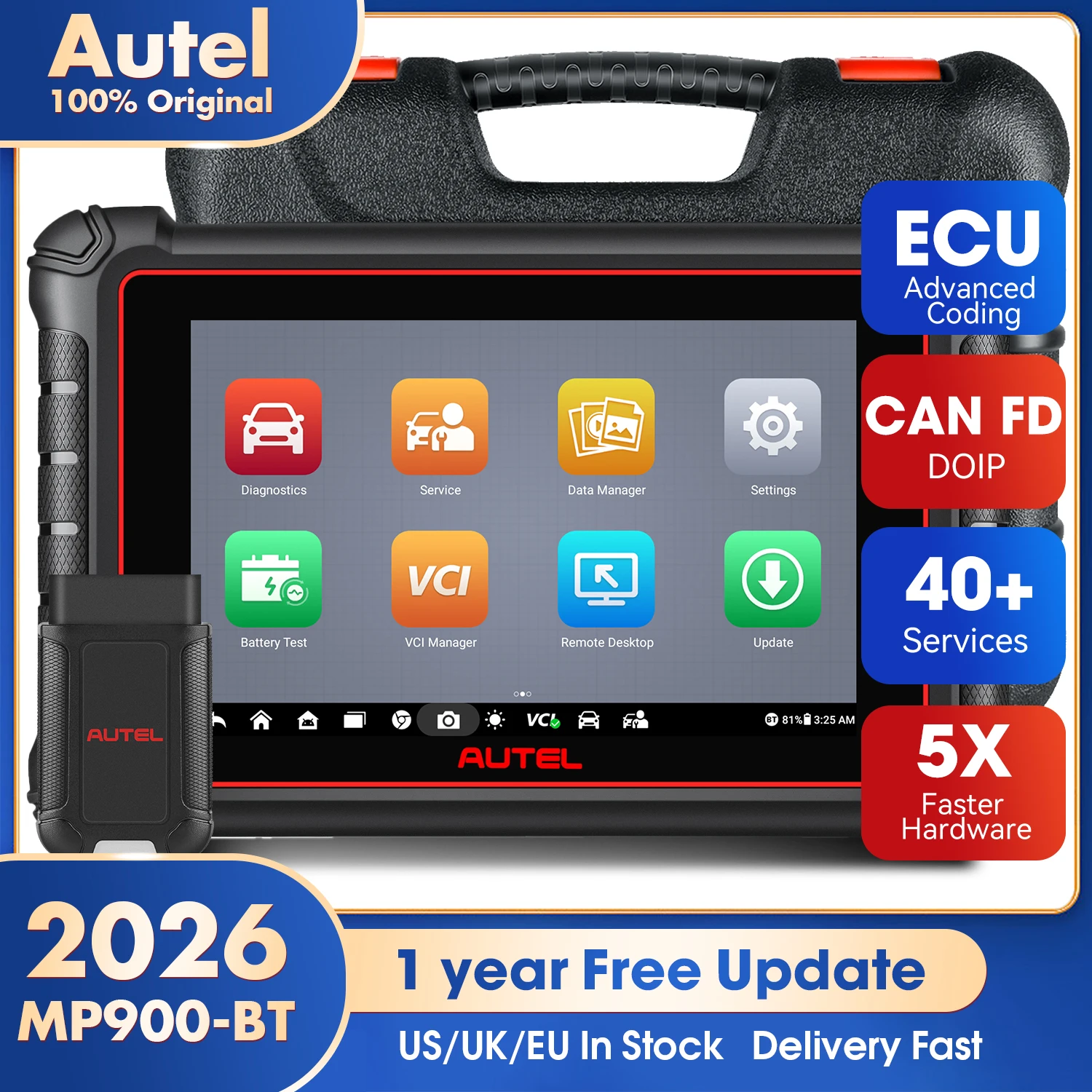 

Автосканер Autel MaxiPRO MP900BT MP900-BT, кодирование ЭБУ, DoIP/CAN FD, считыватель кодов OBD2, аналог MP808BT PRO MP900E