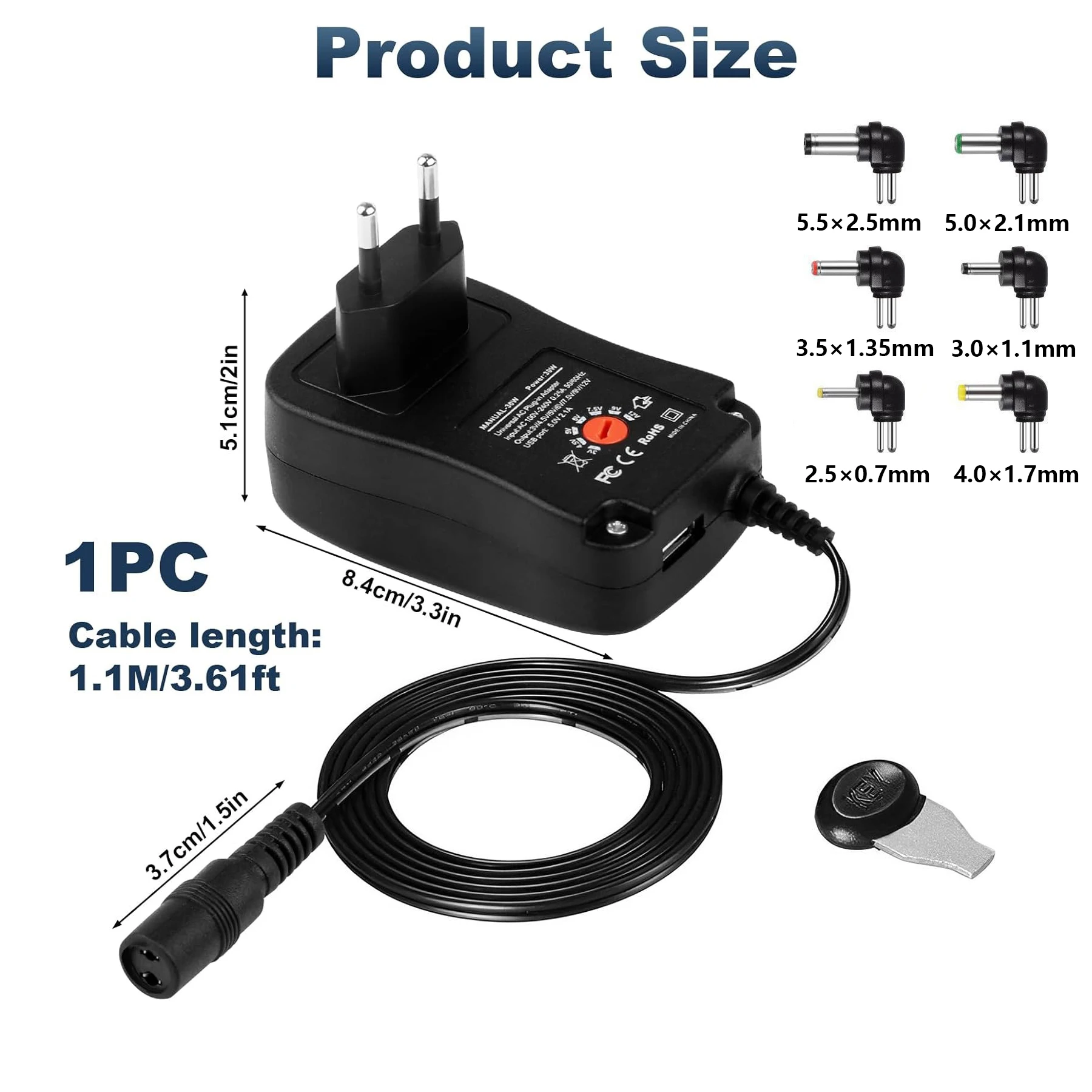 Adjustable Power Supply AC 220V 110V TO DC 3V 4.5V 5V 6V 7.5V 9V 12V Power Supply Adapter 30W USB Universal Charger 5V 2.1A