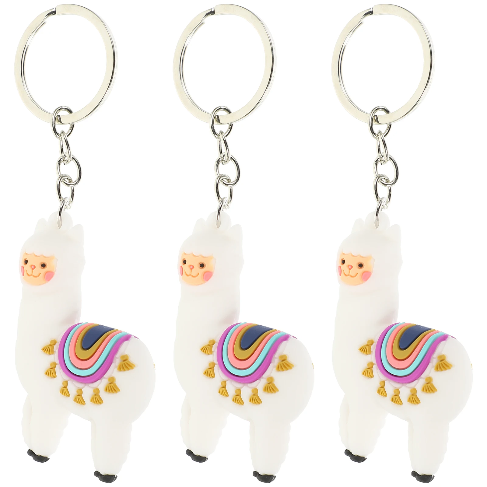 3pcs Alpaca Keychain White Cartoon Animal Hanging Key Ring Pendant for Women Bag Decor Luxury DIY Charm Party Gifts