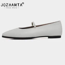 JOZHAMTA Size 34-43 Women Casual Ballet Flats Shoes Soft Real Leather Low Heels Shoes 2025 Ins Spring Daily Office Dress Shoes