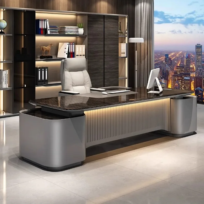 custom.Luxurious Lacquered Executive Desk, Large Modern Office Furniture, President and Manager High-end Multi-functional D