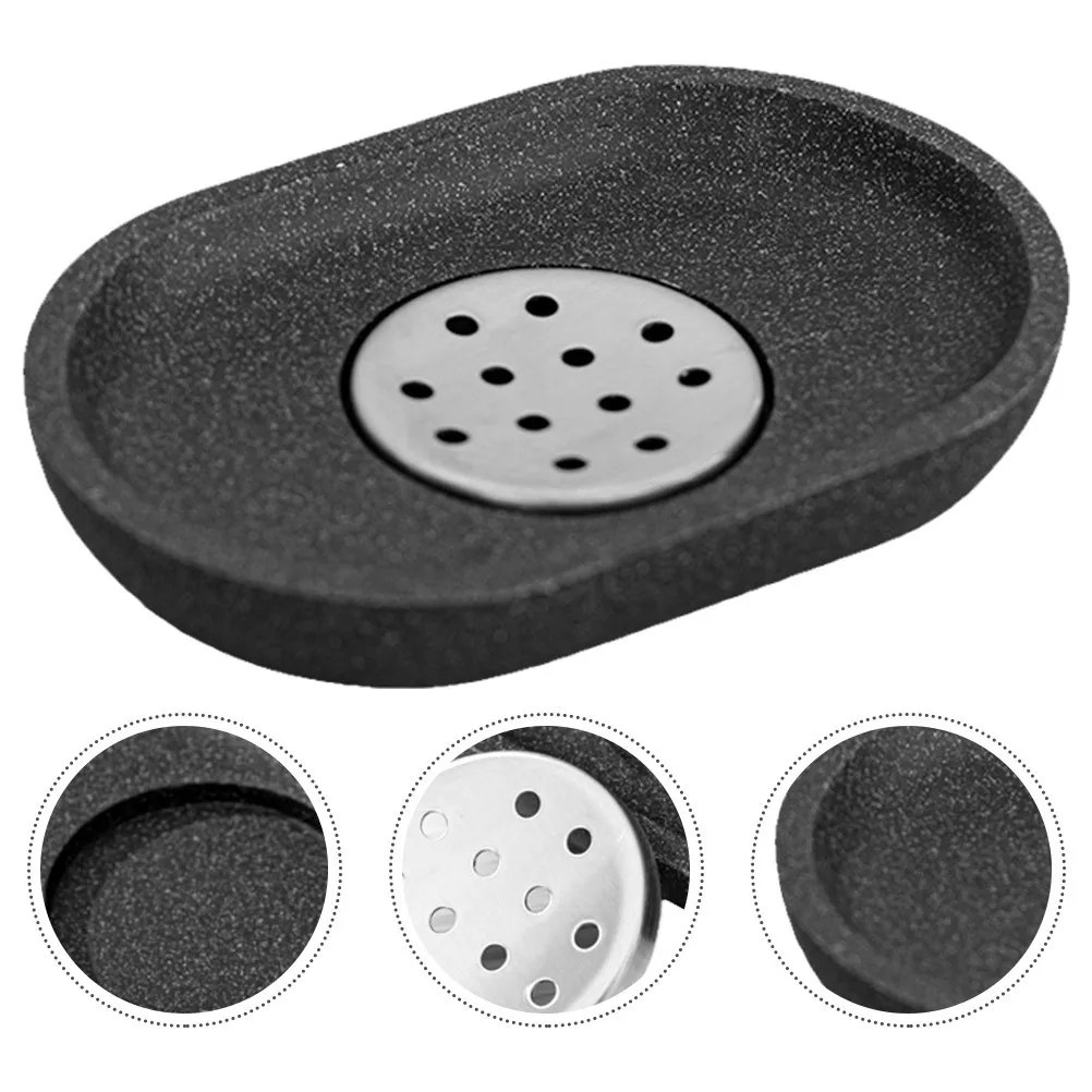 

2Pcs Multi-Function Soap Tray Stainless Steel Resin Desktop Dish for Soap Smooth Practical Bathroom Kitchen Accessory