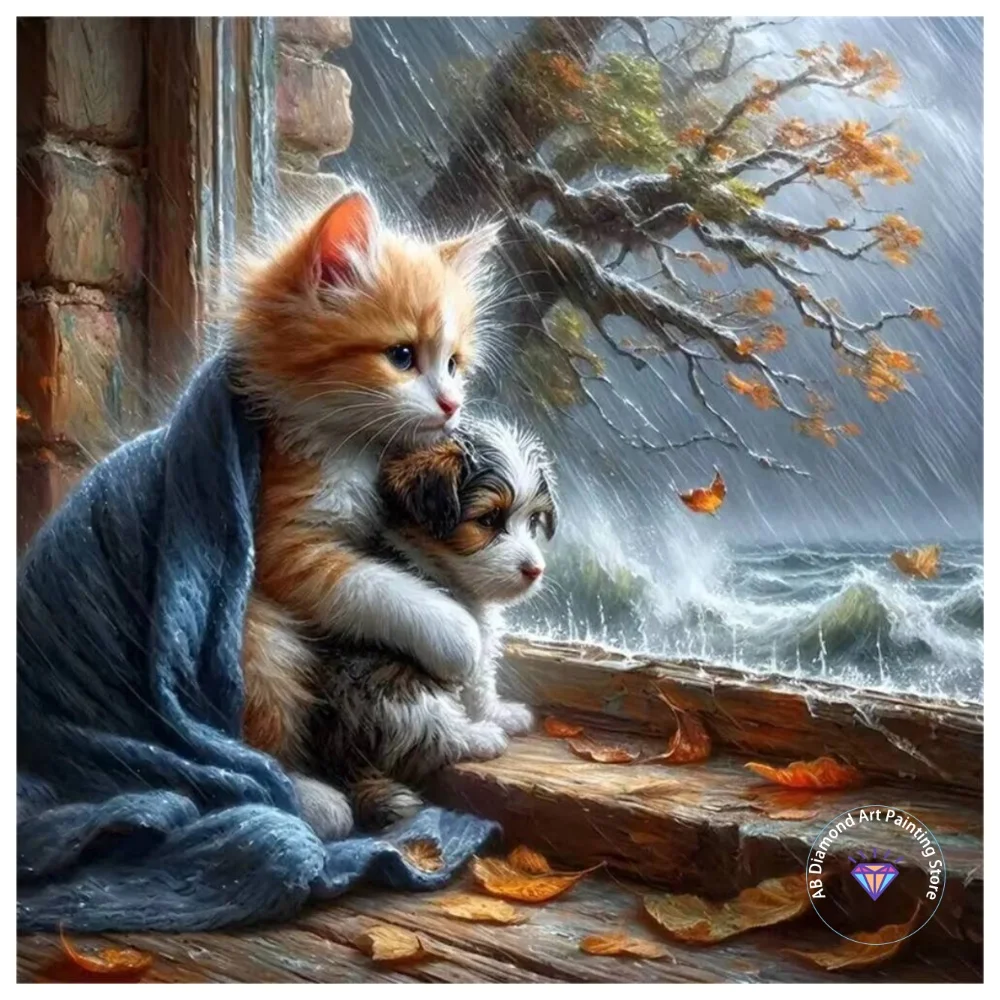 

New Cat, Dog, Animal AB Diamond Painting Kit Square Round Diamond 5D DIY Mosaic Handmade Art Adult Exquisite Gift Home Decor