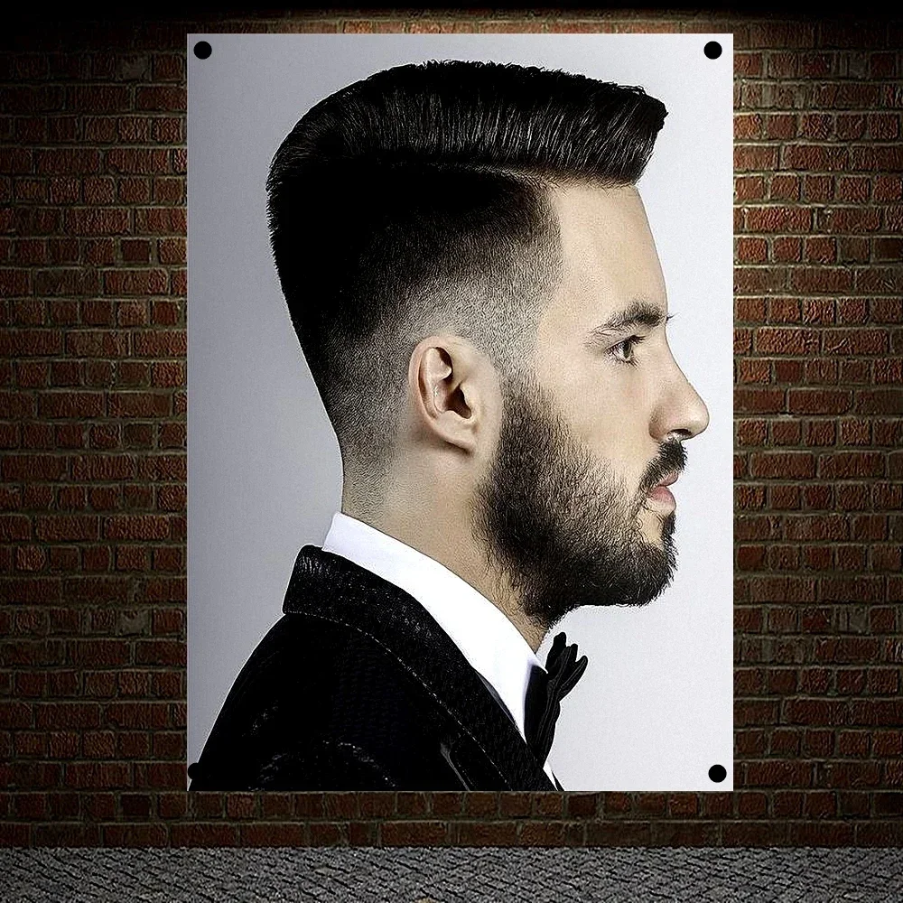 Best MESSY HAIRSTYLES FOR MEN Barber Shop Decor Wall Sticker Haircut Beard Posters Banner & Flag Wall Chart Flag Canvas Painting