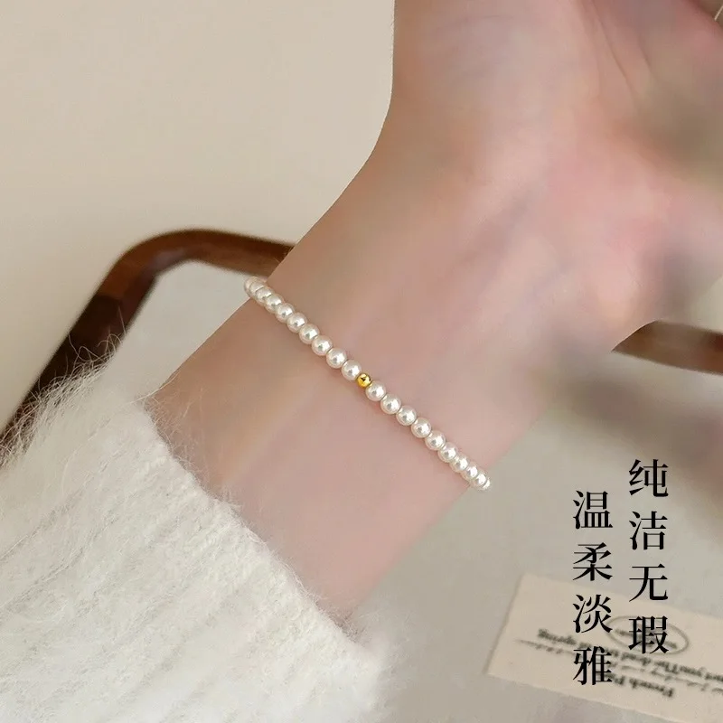 

18K Yellow Gold Natrual freshwater pearl Bracelet Fine Jewelry AU750 purple wedding party gift for women