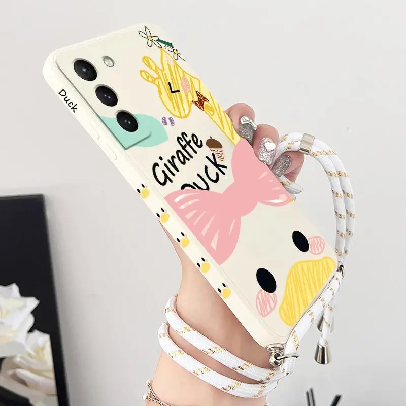 Graffiti Cartoon Crossbody Lanyard Silicone Phone Case For Samsung Galaxy S23 S22 S21 S10 S9 S8 Plus Note 20 ultra 10 Plus Cover