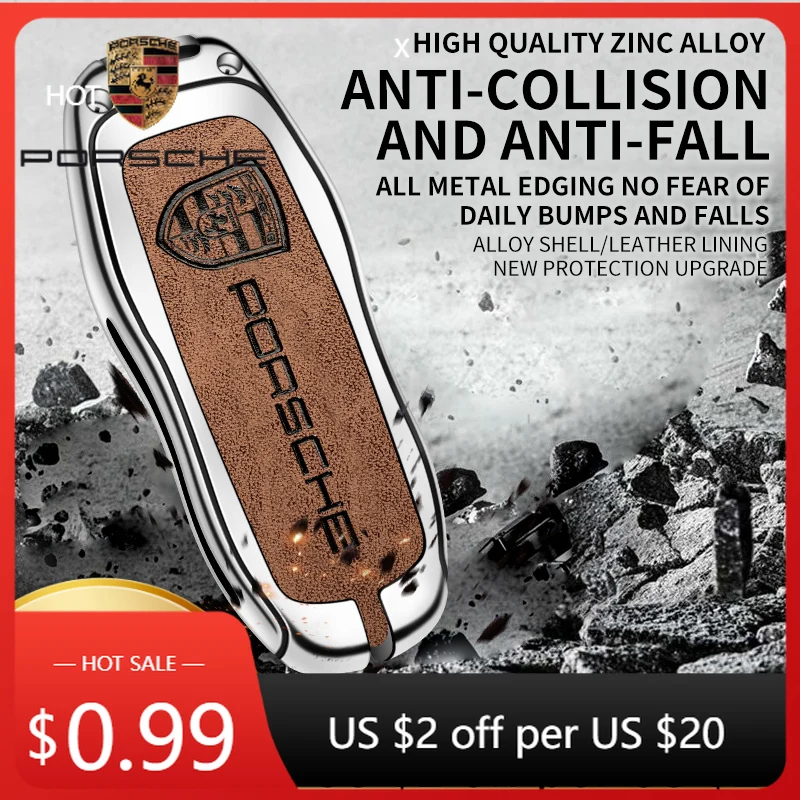 

Наклейка на автомобиль для Porsche, чехол для ключей из цинкового сплава и кожи, защитный корпус для ключей Porsche Panamera, Spyder, Carrera, Macan, Boxster, Cayenne