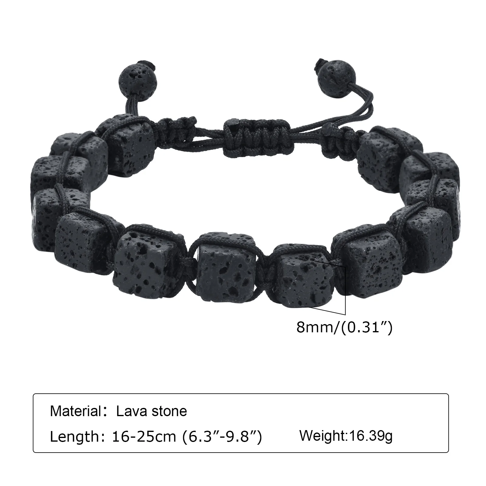 Vnox Black Lava Stone Bracelet, Men's Energy Power Gift