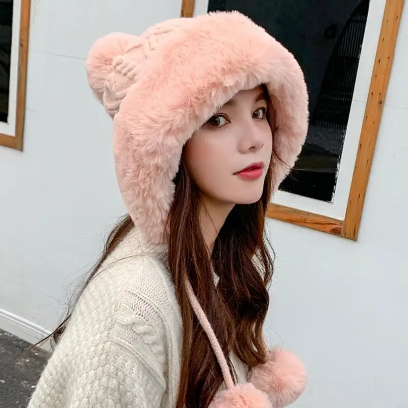 الحلو لطيف عادية الدافئة الباردة واقية قبعة صوفية موضة أفخم الكرة محبوك قبعة مع بوم بوم قبعة صغيرة للسيدات النساء