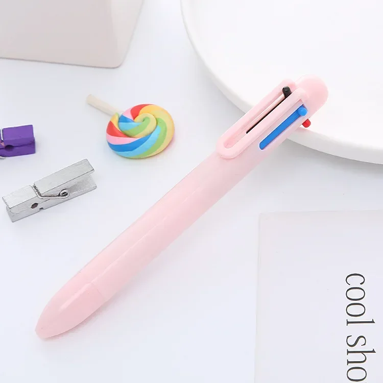 A50PCS Creative Macaron 6-color Ballpoint Pen, Solid Color, Multi Color, Grease Pen, Girl's Heart, Color, Hand Account Pen