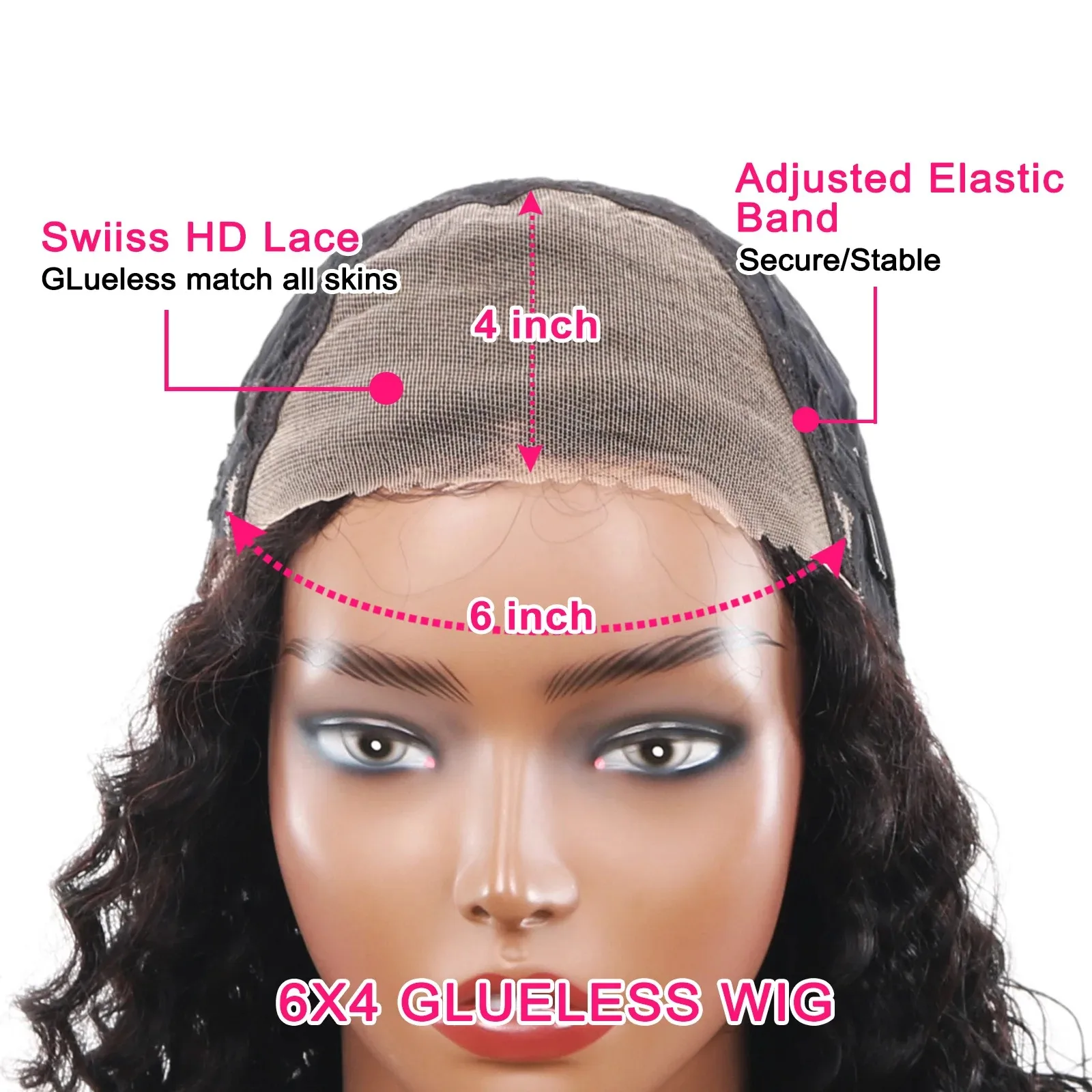 Leimlose Perücken Deep Wave 6x4 vor geschnittene HD transparente Spitze Verschluss Perücken für Frauen 100% menschliches Haar vor gezupft Deep Wave Bob Perücke