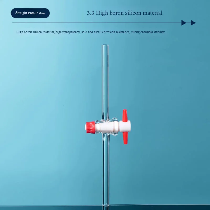 Straight piston two-way connection hose rubber latex tube air guide PTFE glass piston high borosilicate glass