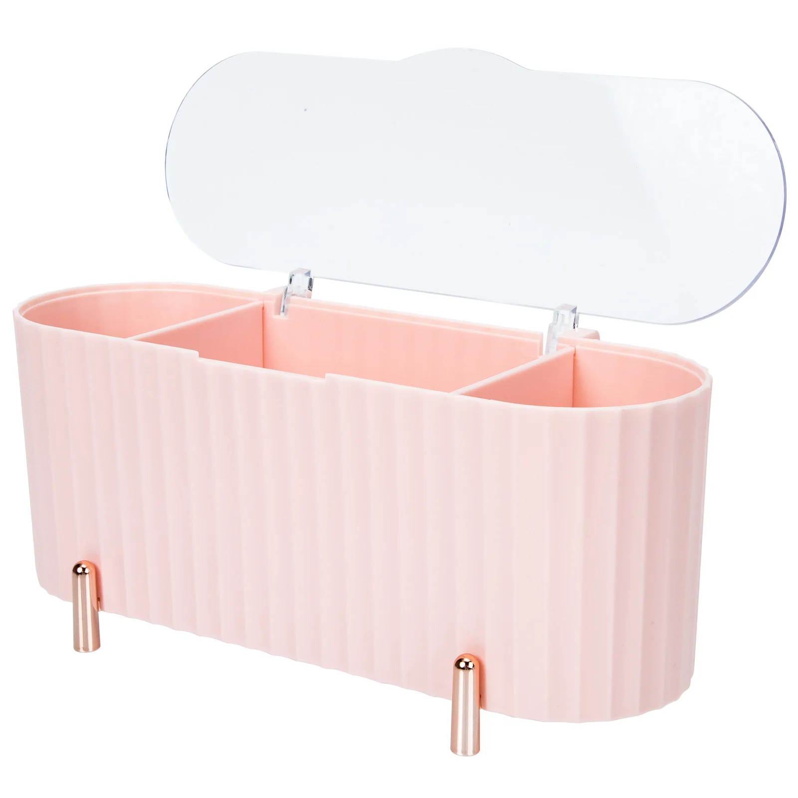 

Stylish Storage Box Lidded Cotton Swab Container Makeup Puff Holder Multi Grid Desktop Case Large Capacity Household