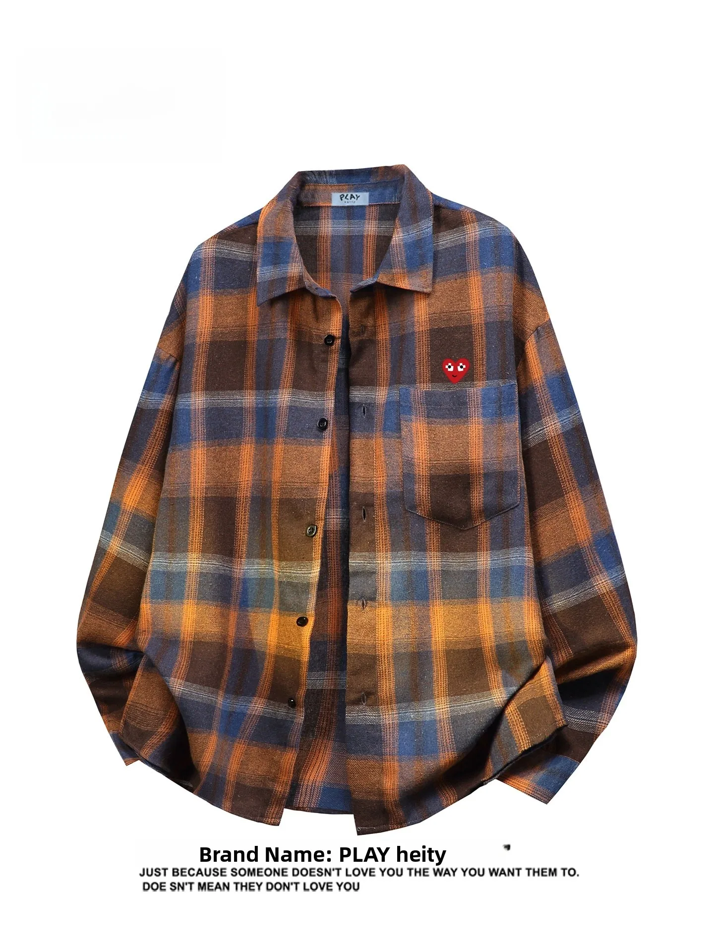 

Повседневная свободная верхняя одежда для пар с длинным рукавом в американском стиле, с клетчатым узором, молодежная мода, полиэстер, хлопок