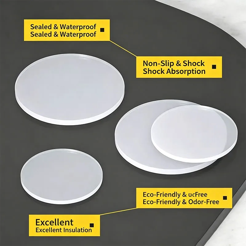 10pcs-Solid Round Silicone Gasket Waterproof Non-Slip Shock Absorbing Silicone Washer Custom Size Seal Pad