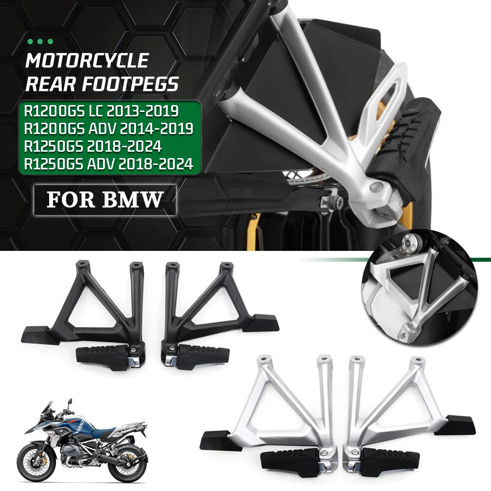 For BMW R1250GS R1200GS R1250 GS 1200GS LC Adventure 2013-2024 Motorcycle Rear Passenger Footpegs Kit Foot Rest Bracket Full Set