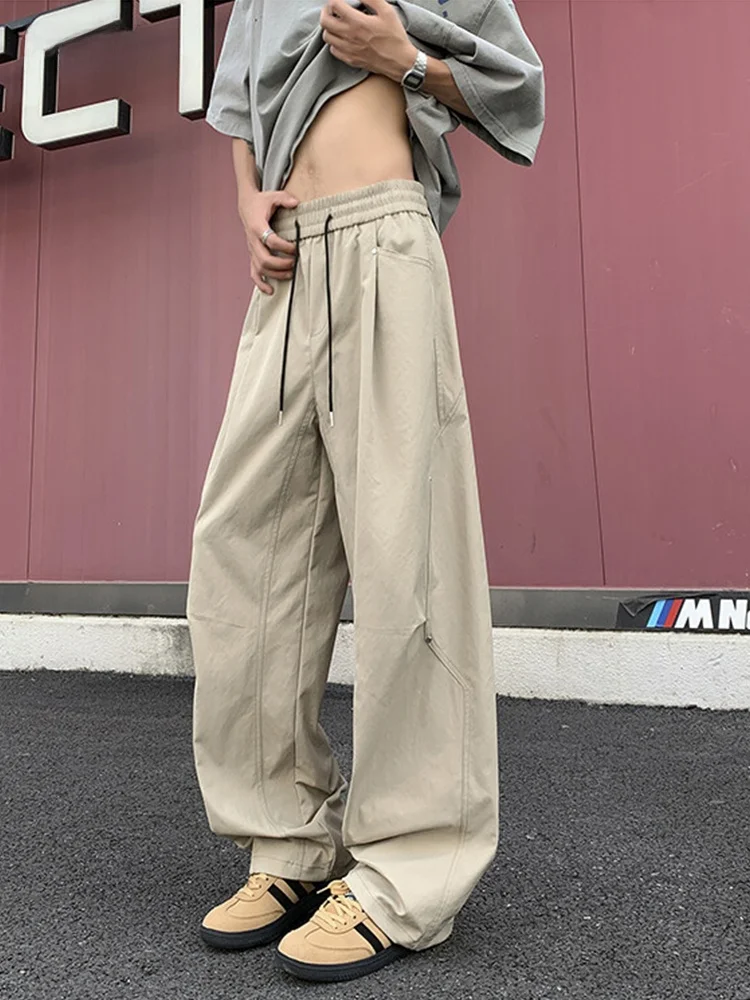 

Design Functional Workwear Pants Men's Summer Thin Ice Silk Qui Dry Straight Loose Sports Casual Trousers Faionable Youth...