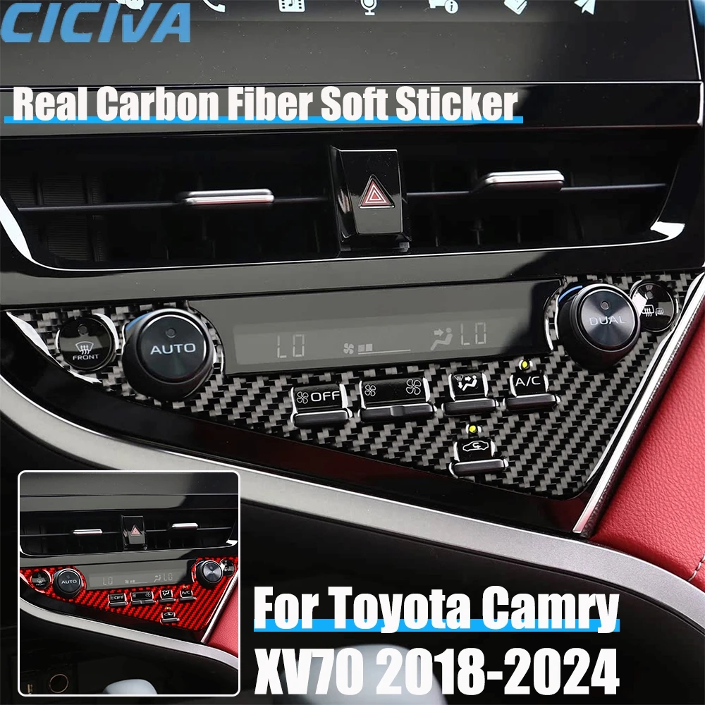 

Real Carbon Fiber Car Accessories Center Console Cover Soft Sticker For Toyota Camry XV70 2018 2019 2020 2021 2022 2023 2024