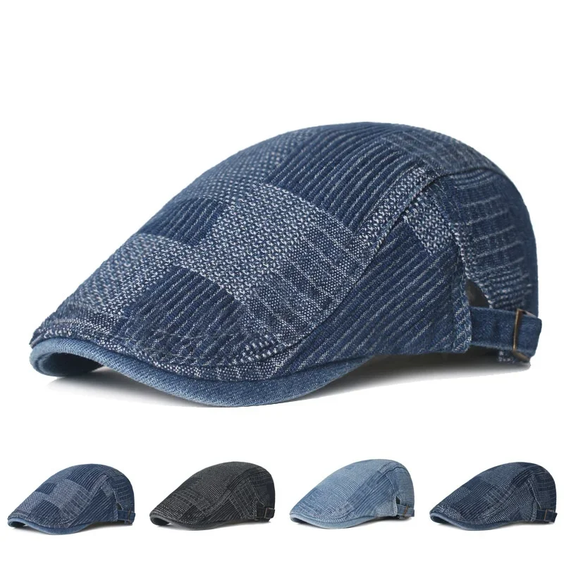 

Men's and Women's Fashionable Retro Forward Hats, British-style Berets, Street Painter Hats, Denim Baseball Caps