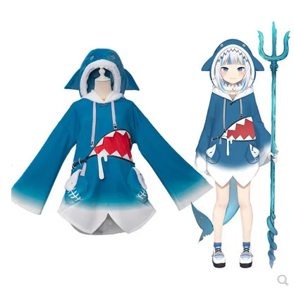 

Hololive English First-year Vtuber Gau Gura's Shark Cosplay Costume And Female Wig
