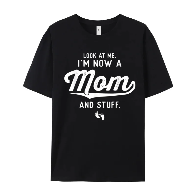 Casual Short Sleeve Tees Father Day Loose Crewneck 100% Cotton T Shirts Male Tshirts First Time Mother Gifts Expecting