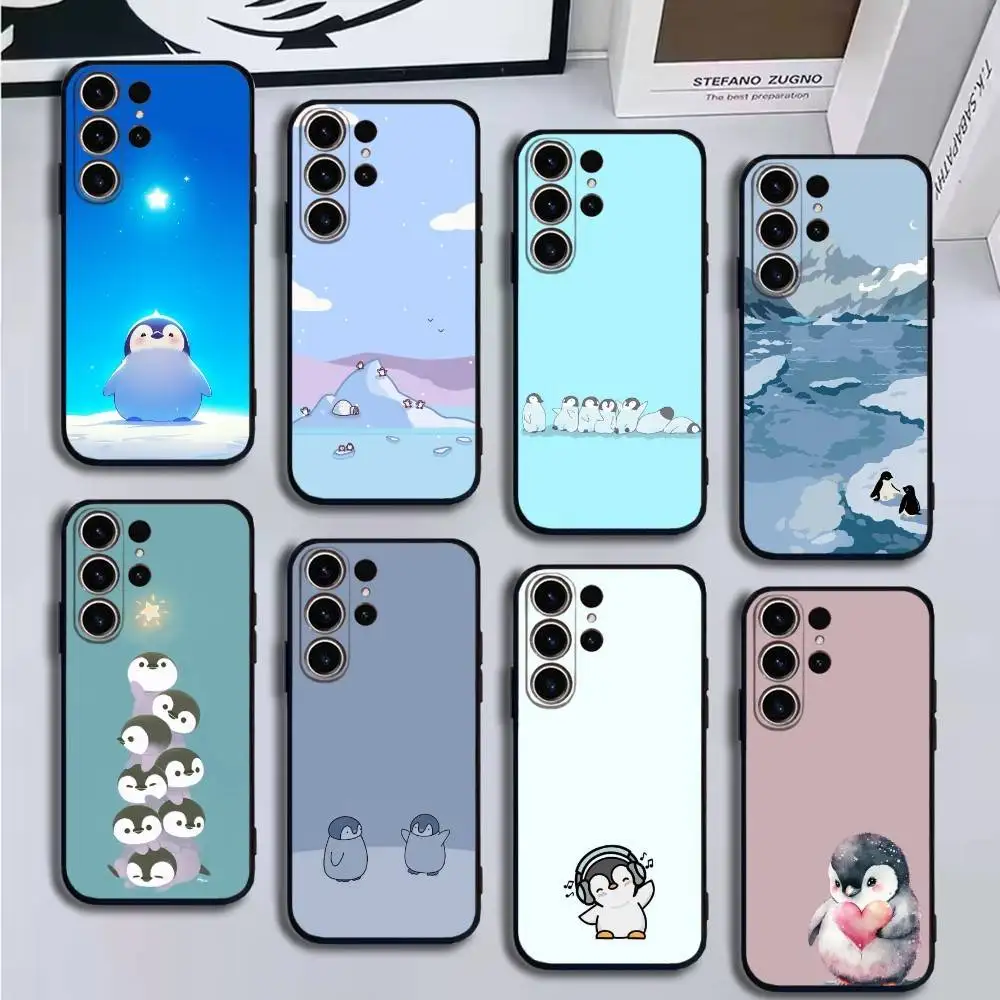 

Penguin Animal Phone Case For SamsungS25,24,21,22,23,30,Ultra,20,Plus,Fe,Lite,Note,10,9,Soft Black Cover