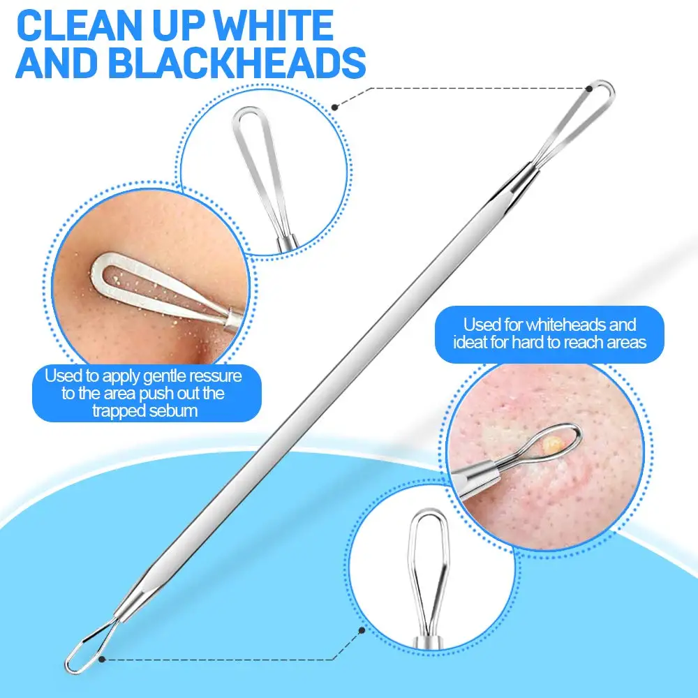 Teenitor Pimple Extractor Acne Treatment Tool Surgical Grade Blackhead Comedone Removal 2-in-1 Tool for Face Nose Blackhead Extr