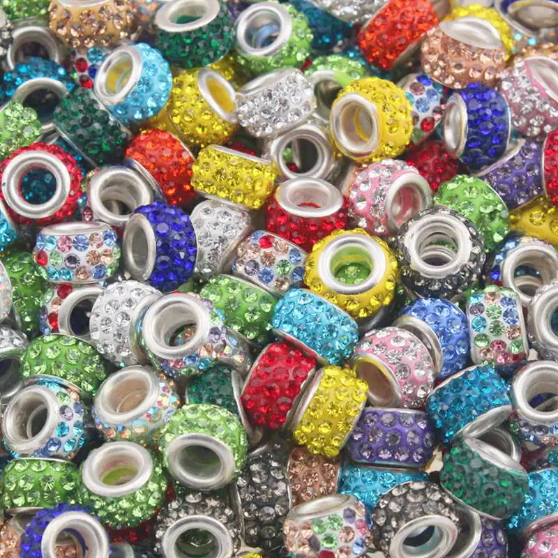 10Pcs/Pack Glass Rhinestone Bead Crystal Spacer Beads for Clothing Crafts Bead DIY Bracelet Earrings Jewelry Making Accessories