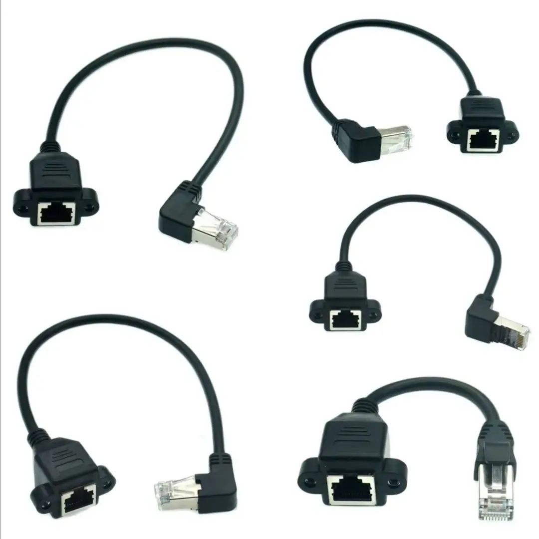 Кабель-удлинитель Ethernet RJ45 (8P8C) с угловыми разъемами RJ45 (штекер-гнездо) 90 градусов (вверх/вниз), 30 см, 60 см, 100 см, 1 фут, 2 фута