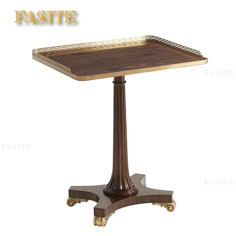 For Neoclassical Living Room Square Coffee Table Mahogany Roman Pillar Edge Design Villa Model Furniture Elegant Durable