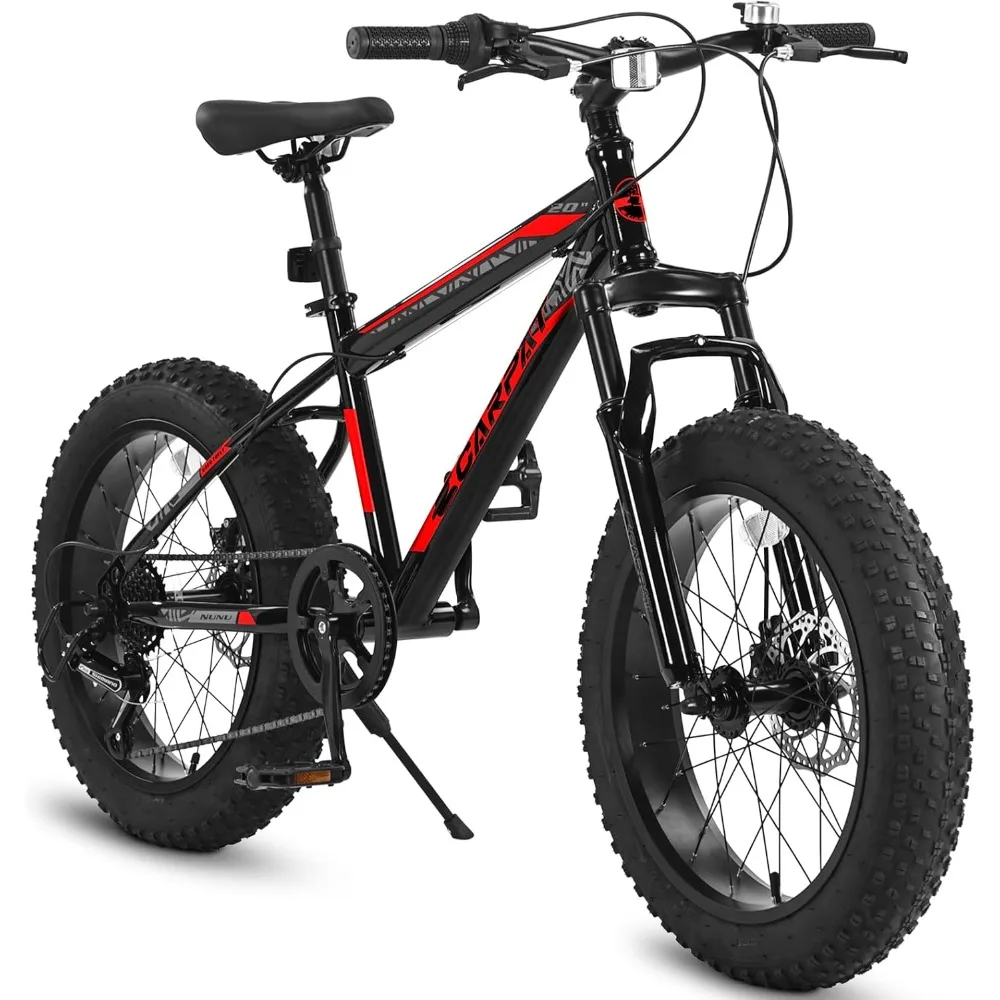 20 Inch Kids' Bike Ages 6-10,7-Speed Mountain Bike for Boys Girls Teenager Disc/V-Brake,Steel 14” Height Frame Bicycle