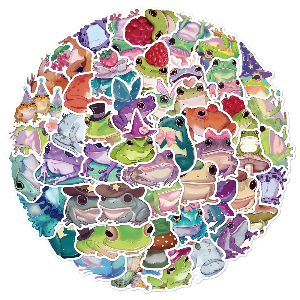 

10/30/50pcs Cute Funny Animal Frog Cartoon Stickers Kawaii Kid Decals Toy DIY Water Bottle Scrapbook Phone Graffiti Sticker Pack