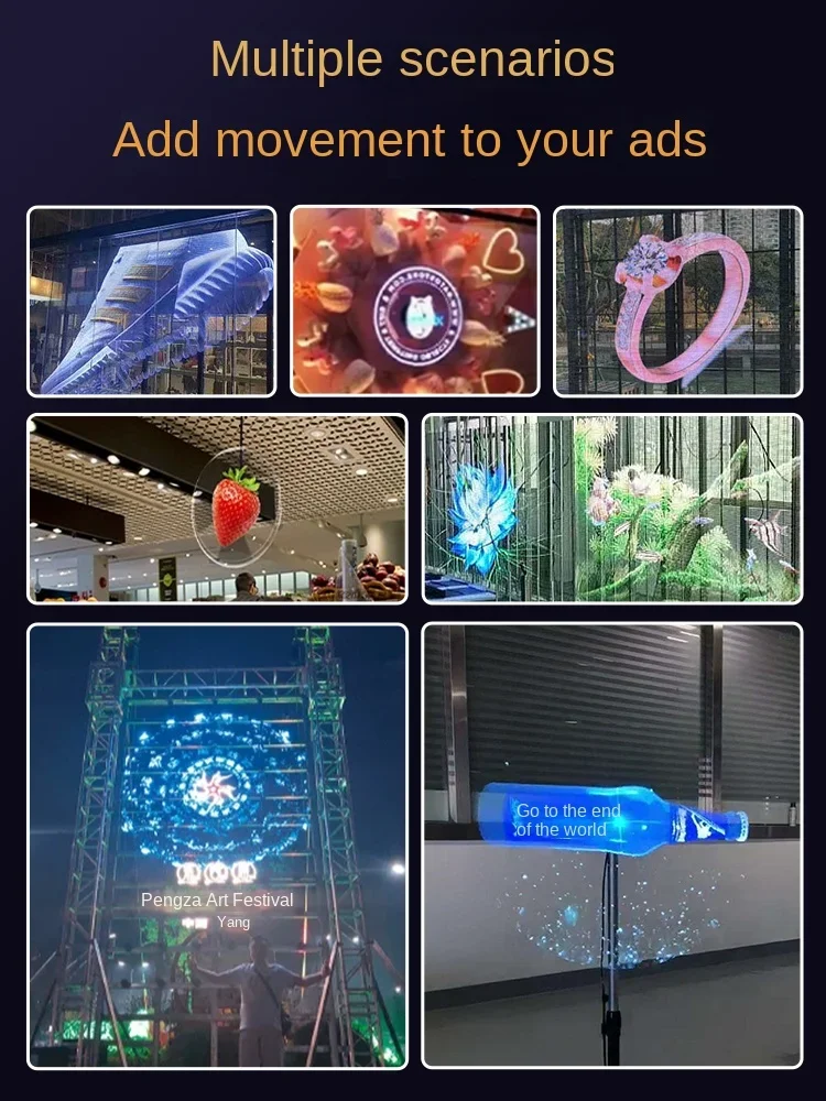 Imagem -05 - Projetor Estéreo Inovador 3d Holográfico Fan Air Imaging Luz Led Máquina de Publicidade Suspensa Giratória