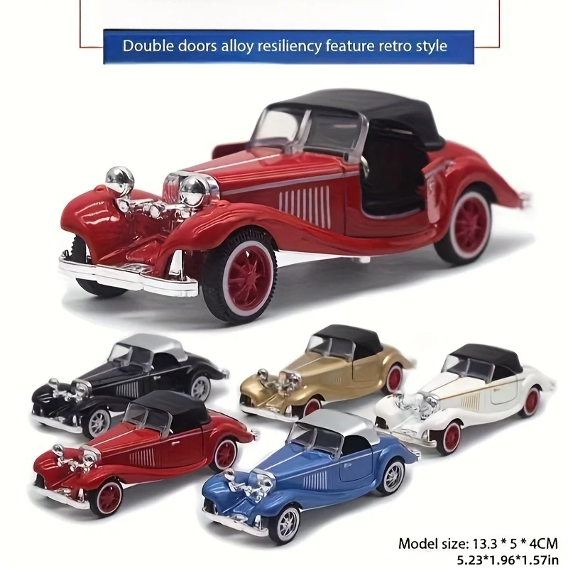 

1pc, classic car model, die-cast metal alloy retro car model, with opening door function, shock-resistant and durable, suitable