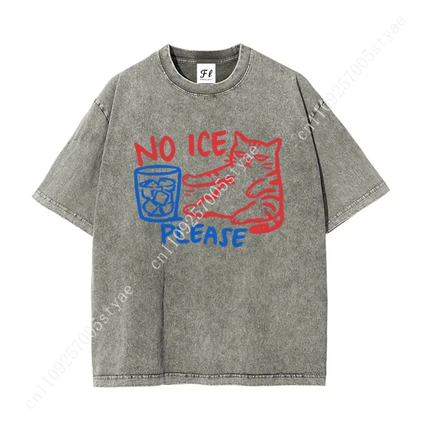No ICE Please Cat Abolish ICE Shirt S~5XL Oversize Unisex Washed T-Shirt for Women and Men's Unisex Fit Batik Cotton Oversize St