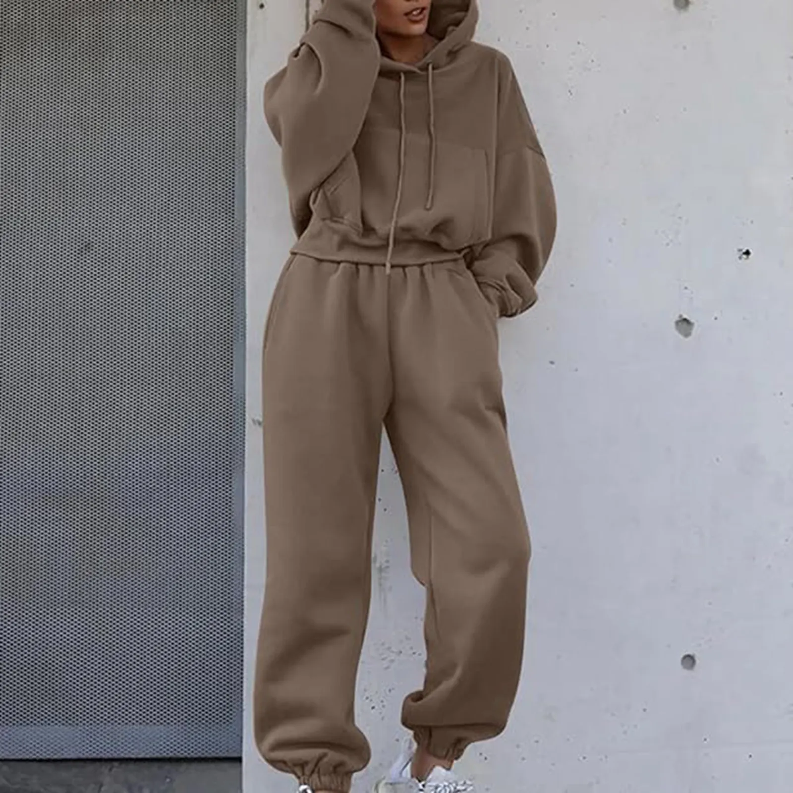 Y2k Tracksuit Women Warm Hooded Suit Hoodies And Pants Set Oversize Two Piece Set Sportwear Spring Winter Fleece Suit For Women