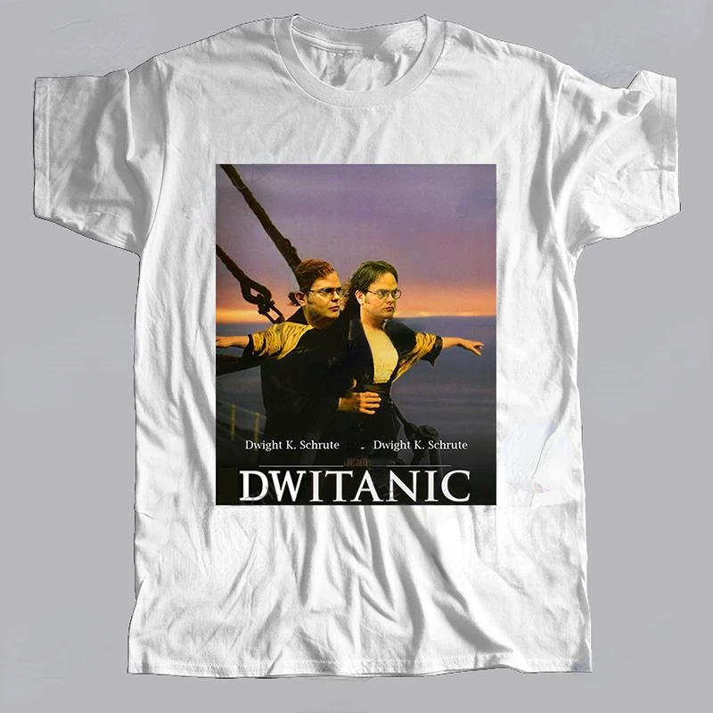 Vintage Men Clothing Titanic Dwight Schrute Dwitanic Graphic Tshirts Funny Summer Women Men Fashion Casual Tshirt Camisetas Tops