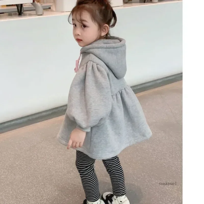 Winter Children Girls Dress Lovely Warm Hoodie Baby Cotton Dresses Sweatshirts Kids Tops