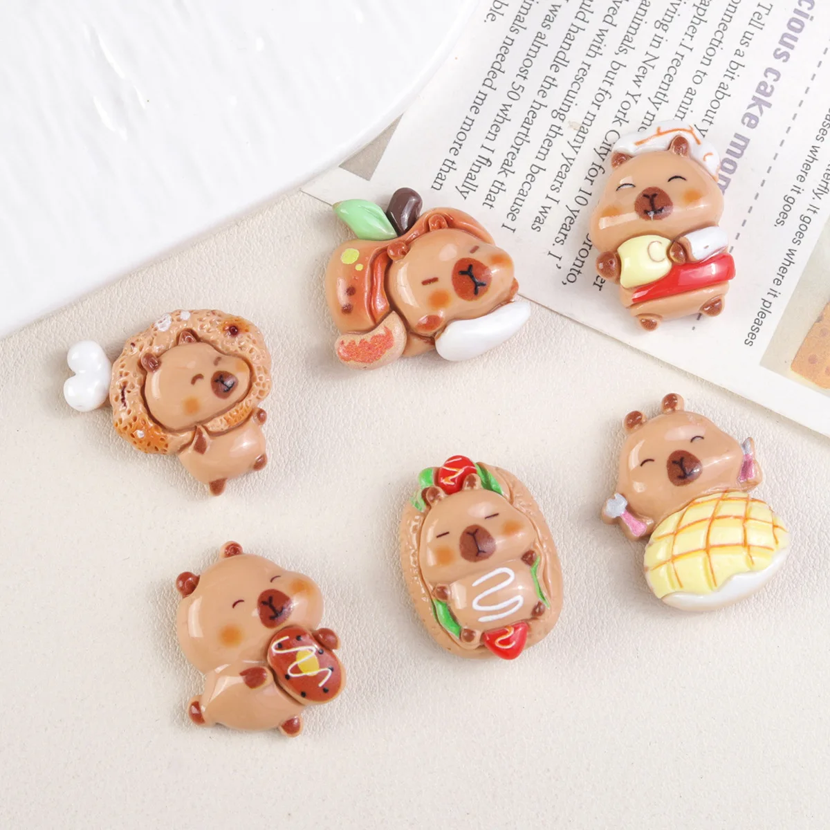 

10pcs Korea Kawaii Animals Capybara Bread Pendant for Jewelry Making Findings Cute Resin Charms Diy Earrings Keychain C370
