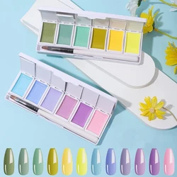 6 Colors Macaron Solid Gel Nail Polish Palette Glitter Pink Blue Mud Painting Set Nail Art Design Semi Permanent With 1 Brush