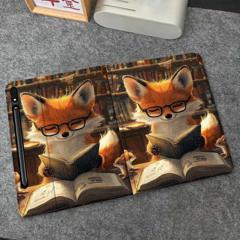 

Cartoon Fox Reading Book For Samsung Galaxy Tab S6 S8 S9 S10 Lite FE 10.4 11 Inch 2022 2024 Tablet Case