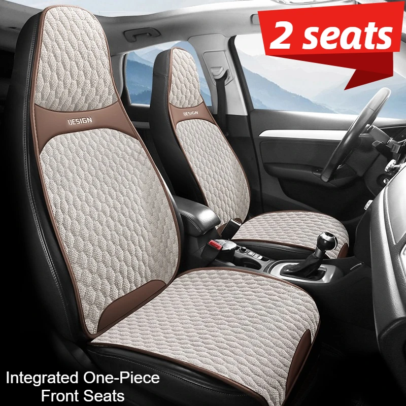 2-Seater, Integrated Front Seat Cushion and Cover for New Energy Vehicles, High-Quality, Beautiful and Practical One-Piece Car Seat Cushion and Cover, Perfectly Suitable for Tesla/Byd/Ev Cars and Other One-Piece Bucket Seats, Suitable for All Seasons, Easy to Install