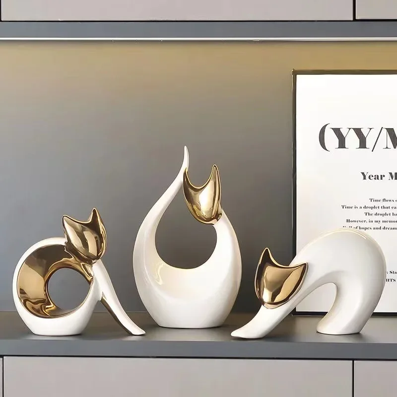 

Simple and modern wealth attracting cat ornaments, ceramic light luxury high-end creative home furnishings